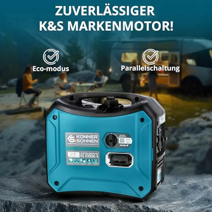 Könner & Söhnen KS 2000iGS Gas Benzin Stromaggregat 2000 Watt, leiser Betrieb, kompakte Bauweise, Notstrom – Bild 6