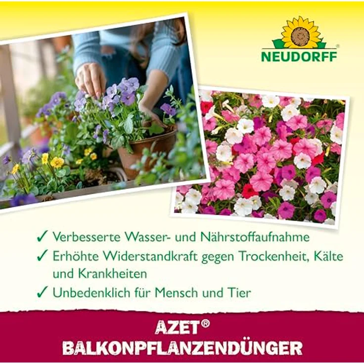 Neudorff Azet BalkonpflanzenDünger 1L, 100 % organischer und veganer Flüssigdünger für üppige Balkonkästen und Kübel, mit praktischem Dosierbecher – Bild 4