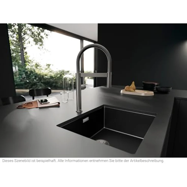 Blanco CULINA-S II MINI, Küchenarmatur schwarz matt, Hochdruck mit flexibler Handbrause und 180° schwenkbarem Auslauf – Bild 3