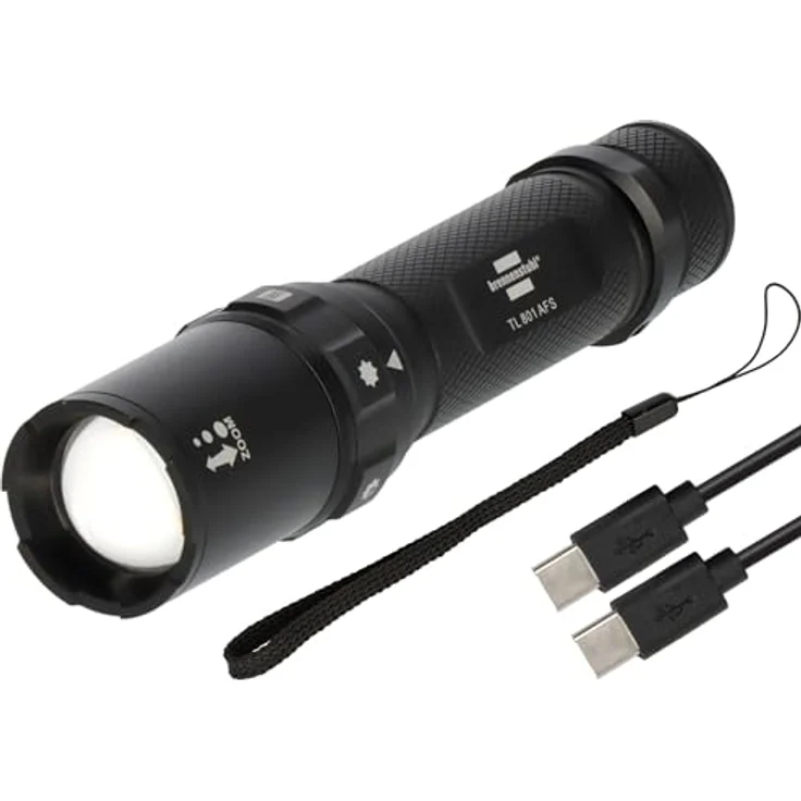 Brennenstuhl Akku Fokus Selektor LED Taschenlampe TL 801 AFS, 800lm, 230m Leuchtweite, fokussierbar, max. 42h, 6 Lichtmodi inkl. SOS & Strobe, IP44 Outdoor, inkl. USB C Ladekabel – Bild 1