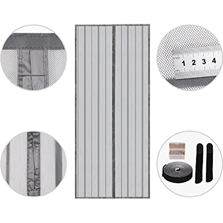 Sekey Magnet Fliegengitter Balkontür ohne Bohren, Türvorhang Fliegenschutz Schiebetür, Insektenschutz Vorhang Tür durch leichte Montage 100x220cm, Grau - Preisvergleich – Bild 2