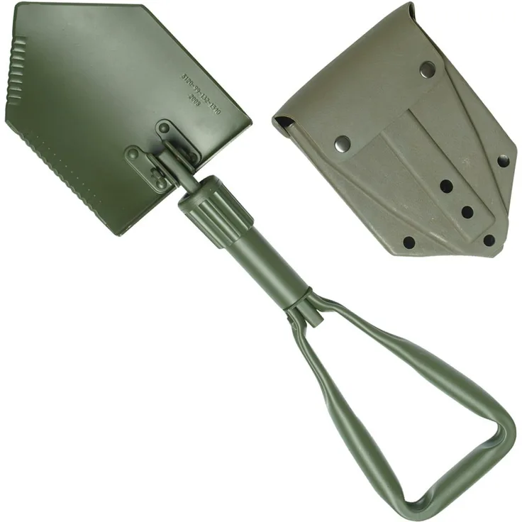 Mil-Tec Dreifachspaten Militär Bundeswehr mit Tasche, hochwertiger Klappspaten, robust und stabil, schwarz