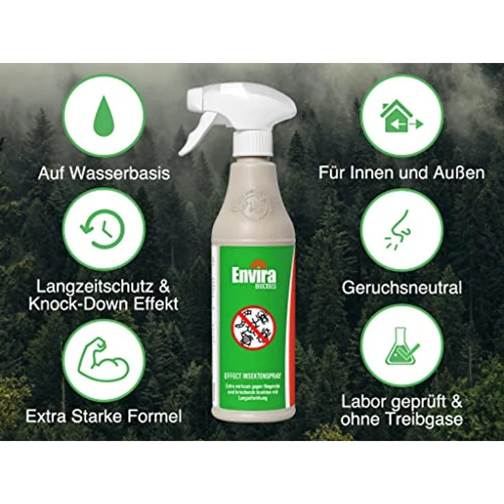 Envira Effect Insektenspray - Universal-Insektizid Mit Langzeitwirkung - Anti-Insekten-Mittel Auf Wasserbasis - 5 Liter + 2L Drucksprüher – Bild 2