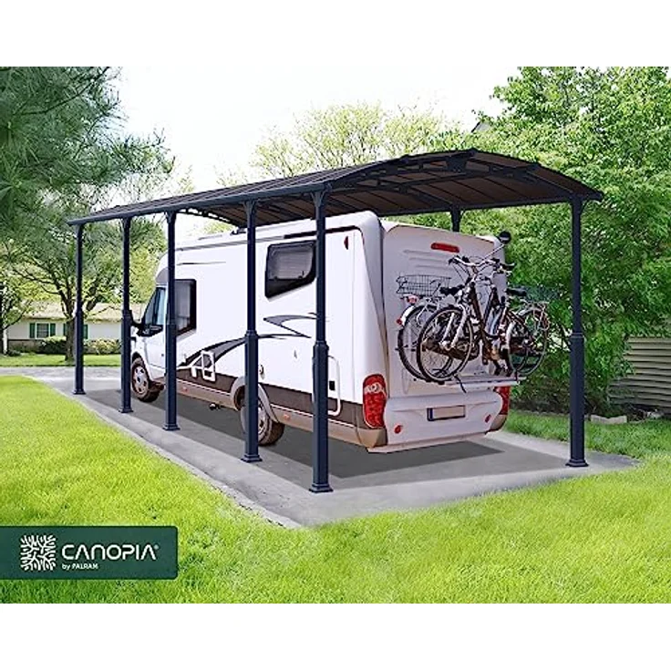 Canopia by Palram Arcadia Alpine Einzelcarport, 1077 x 359 cm, grau, aus rostfreiem Aluminium, mit UV-beständigen Polycarbonatplatten – Bild 3