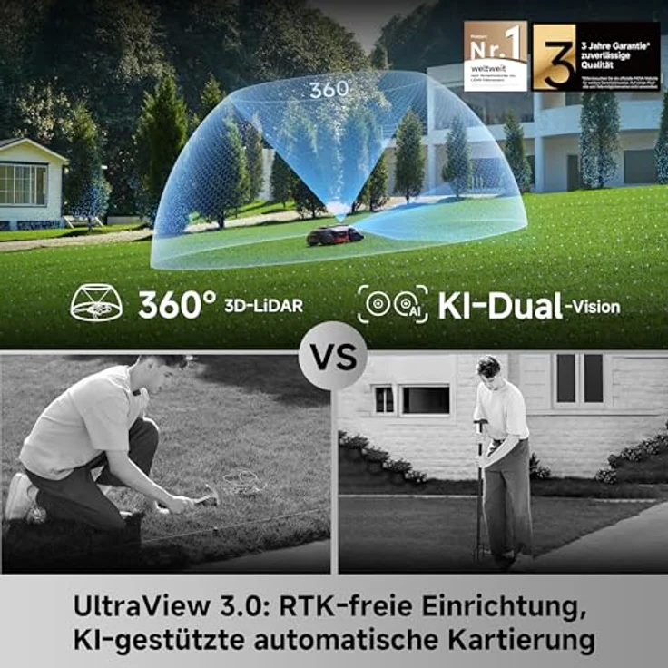 MOVA LiDAX Ultra 2000 AWD, Mähroboter mit 360° 3D LiDAR, AI Dual Vision und Allradantrieb für 80% Steigungen, 243 Wh Akku, 40 cm Schnittbreite – Bild 2