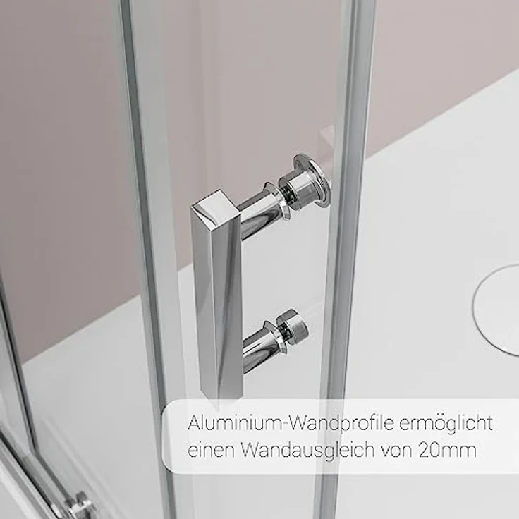 NEXTREND Duschkabine Eckdusche EX506, Schiebetüren aus 6 mm NANO Echtglas, 80 x 80 x 195 cm, platzsparend mit Lotus-Effekt – Bild 6