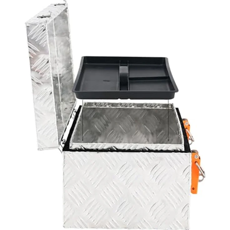 ALUBOX Werkzeugkoffer Aluminium Werkzeugkiste Riffelblech 1,5mm Stärke (27 Liter), inkl. herausnehmbarer Ablage – Bild 5
