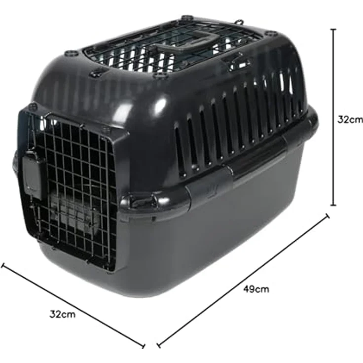 Europet-Bernina Tiertransportbox Transportbox Adventurer 60 schwarz, Kunststoff, Metalltür, integrierte Wasserschale – Bild 2