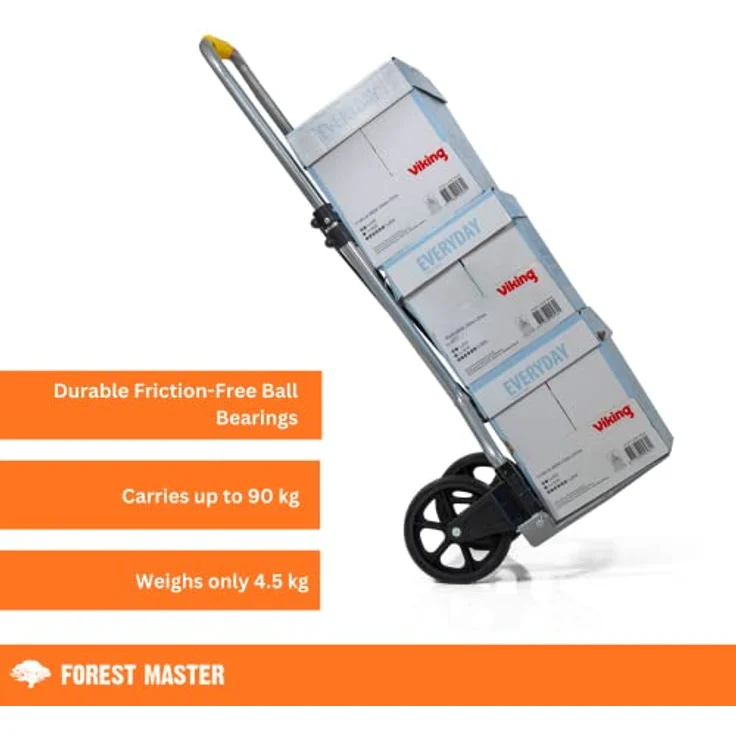 ECI Tools Sackkarre Teleskop Sackkarre klappbar 90 Kg ZHT-90 Lastenkarre Gepäck Lasten, belastbar bis 90 Kg, pannensichere Hartgummireifen – Bild 3