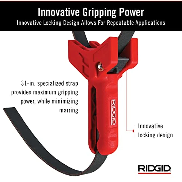 Ridgid Rohrmontagehilfe STRAPLOCK, Zange für Kunststoffrohre, 177 mm, max. Rohr-Ø 220 mm, innovativer Schnellverschluss – Bild 7
