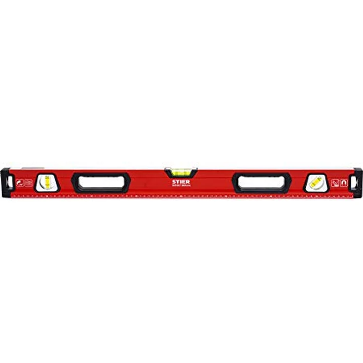 STIER Premium Wasserwaage, mit Magnet und drei Libellen, 800 mm, 0,5 mm/m, vertikal und horizontal messen, Spiegel-Lotlibelle, präzise Messung, Aluminiumlegierung, doppelt gefräste Oberfläche – Bild 2