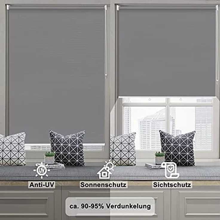 WOLTU Außenrollo Senkrechtmarkise Balkonrollo Outdoorrollo Sichtschutzrollo Wetterfest Sonnenschutz UV Schutz Vertikal Sonnensegel Reflektierende Thermofunktion für Fenster&Türen, Dunkelgrau 100x240cm – Bild 5