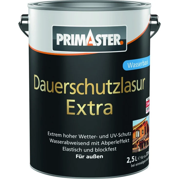 Primaster Dauerschutzlasur Extra, 2,5 L palisander, wasserbasierte Holzlasur für außen mit hoher Widerstandskraft