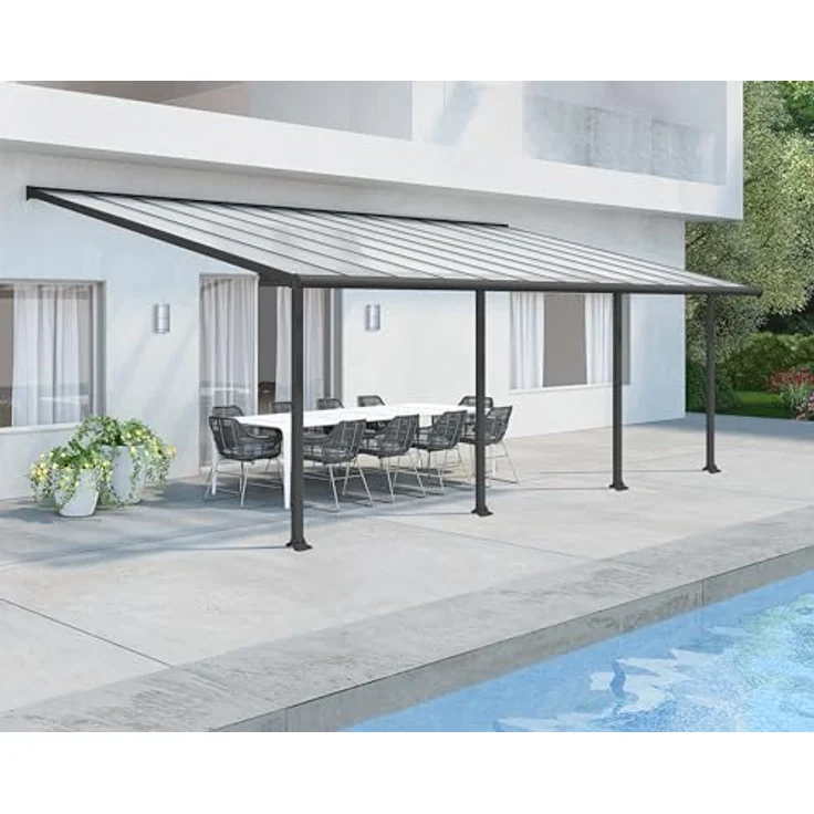 Palram Canopia Olympia Terrassenüberdachung 3x7 - Aluminium & Polycarbonat - Ganzjährig nutzbares Terrassendach, Grau, 739 x 295 x 305 cm – Bild 3