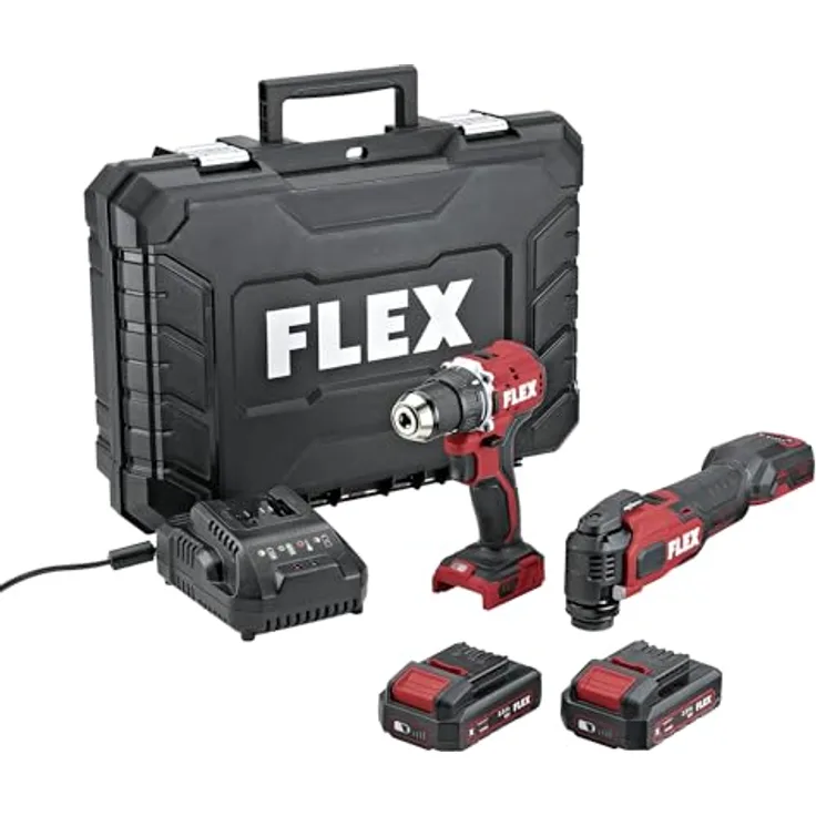 FLEX DUOpack Akku-Bohrschrauber DD LD+MT 18-ECTC/2.5 Set, 2-Gang, 18 V Lithium-Ionen, 20.000 U/min, Transportkoffer, Maße 480 x 340 x 140 mm, Gewicht 5,48 kg