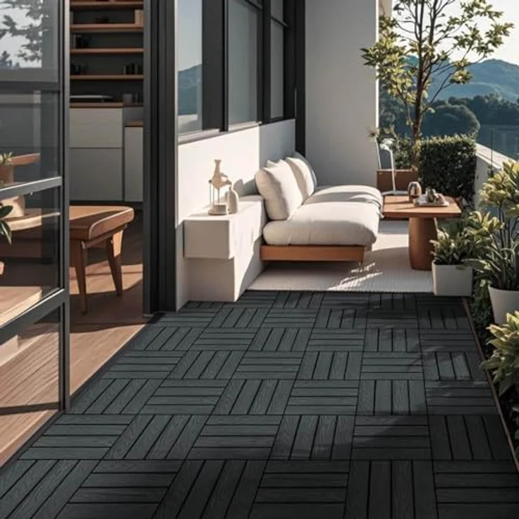 Home Deluxe WPC Klickfliesen BAVARO PREMIUM, Terrassenfliesen Anthrazit, 5 m² in edler Holzoptik, wetterbeständig und pflegeleicht – Bild 3