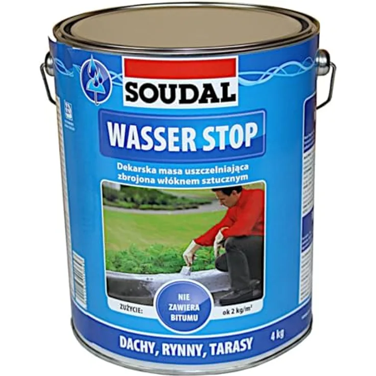 Soudal Wasserfeste Dichtungsmasse Wasserstopp, 4kg Dose für schnelle Reparaturen, hoch elastisch und sofort wasserfest