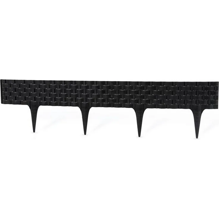 NOOR Rasenkante Palisade, 3 Stück Set in Rattan-Optik, UV-beständig, integrierte Steckpfosten, insgesamt 2,46 m