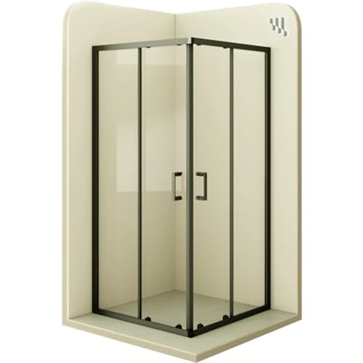 Moments of Glass Eckduschkabine DK79, 95x95 cm, 6mm ESG Nano Glas, Schiebetüren mit hochwertigem Rollensystem, höhenverstellbar 185 cm