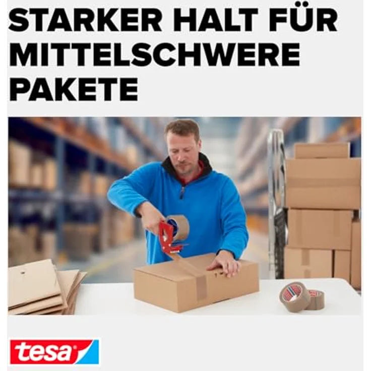 TESA Packband 4120, 50 mm breit, Länge 66 m, Paketband braun, Klebeband, robust – Bild 6