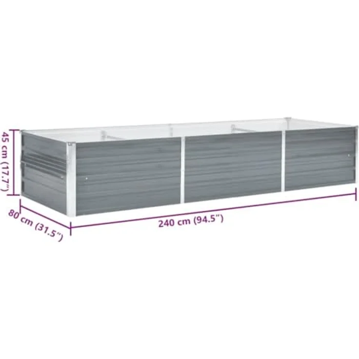 vidaXL Garten-Hochbeet Verzinkter Stahl 240x80x45 cm Grau – Bild 4