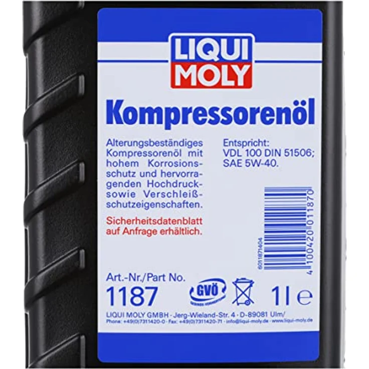 LIQUI MOLY 1187 Kompressorenöl SAE 5W40 Kompressoröl Kompressor Öl 1 Liter – Bild 3
