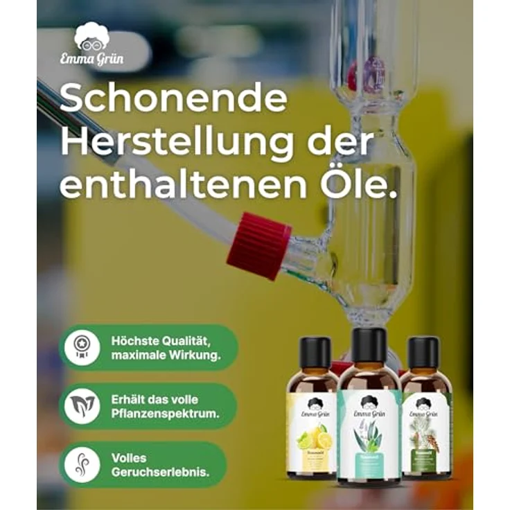 Emma Grün® Bio Saunaaufguss Set 3x 100ml - Ätherische Öle mit Bio Zitrusölen, Eukalyptus & Zirbenöl, Hochdosiert für 10-20 Saunagänge – Bild 5
