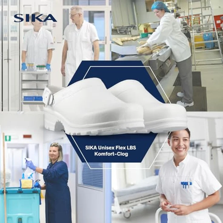 Sika Arbeitsschuh Flex LBS, offener Clog mit Fersenriemen, weiß, Größe 41, komfortables LBS-Fußbett und gute Stoßabsorbierung – Bild 6