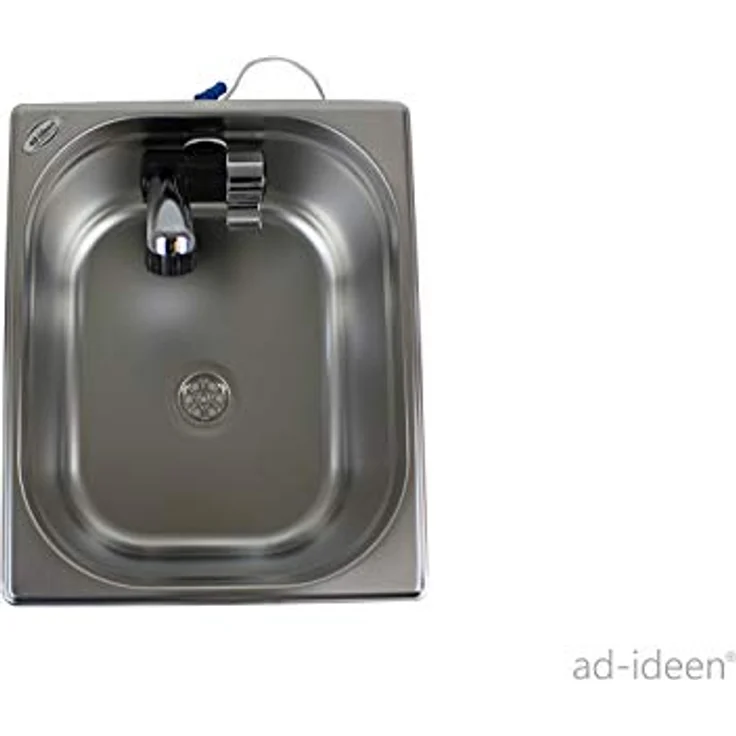 ad-ideen Camping Waschbecken Technikset, Kabelloses Miniküche Bausatz mit 12V Tauchpumpe und Edelstahl-Spüle 325 x 265 x 150 mm – Bild 3