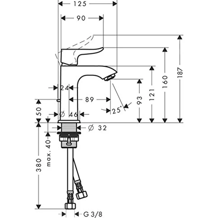 hansgrohe Metris 100 Spültischarmatur, chrom, mit Normalstrahl und Ablaufgarnitur, Durchflussmenge 5 l/min – Bild 4