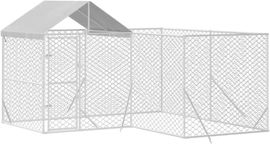 vidaXL Outdoor-Hundezwinger mit Dach, silbern, 4x4x2,5 m, verzinkter Stahl