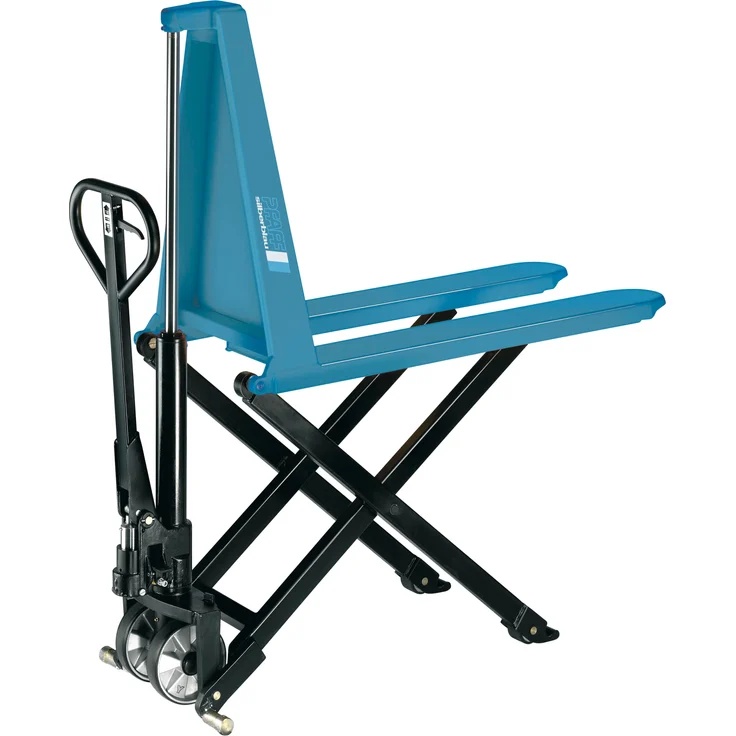 Pfaff Silberblau Scherenhubwagen "HU HS 10B", 1,0 t Tragfähigkeit, Gabelzinken 1.170 mm, Sicherheitsdeichsel mit Überlastschutz