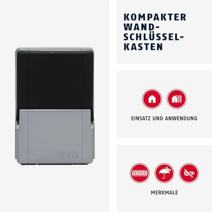 ABUS Schlüsselkasten KeyGarage 727 Mini, Wandmontage, 8 Schlüssel, Metallgehäuse, Zahlencode – Bild 2