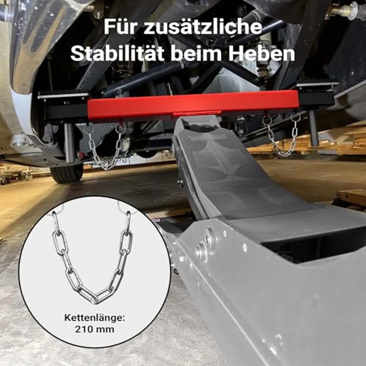 Wiltec Achstraverse Wagenheberbrücke 2000kg Querträger für Wagenheber mit Gummiauflagen, höhenverstellbar, schwarz – Bild 7