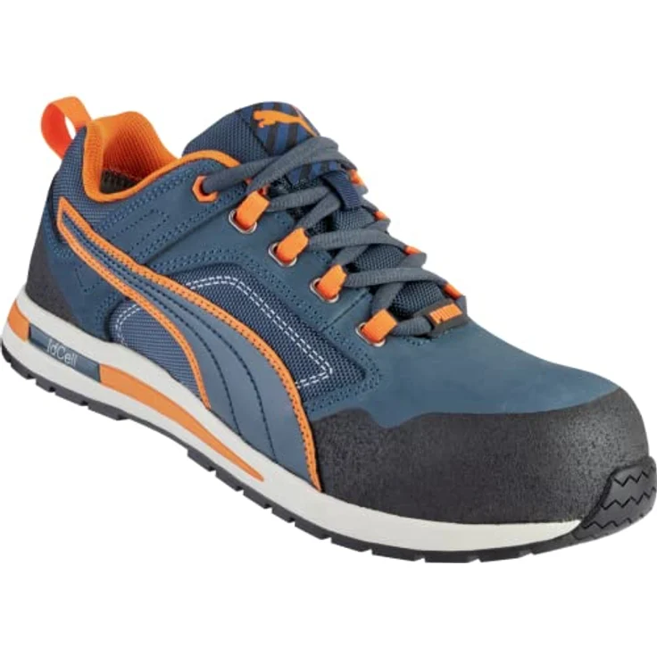PUMA Safety Crosstwist Low, Sicherheitsschuh S3 HRO SRC mit Fiberglaskappe und flexiblem FAP®-Durchtrittschutz, blau-orange – Bild 1