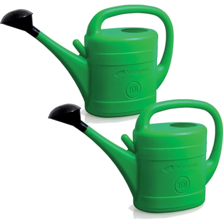 Prosperplast 2X Gießkanne 10 Liter, grün, ergonomisch, robust, mit abnehmbarer Brause für einfache Bewässerung – Bild 1