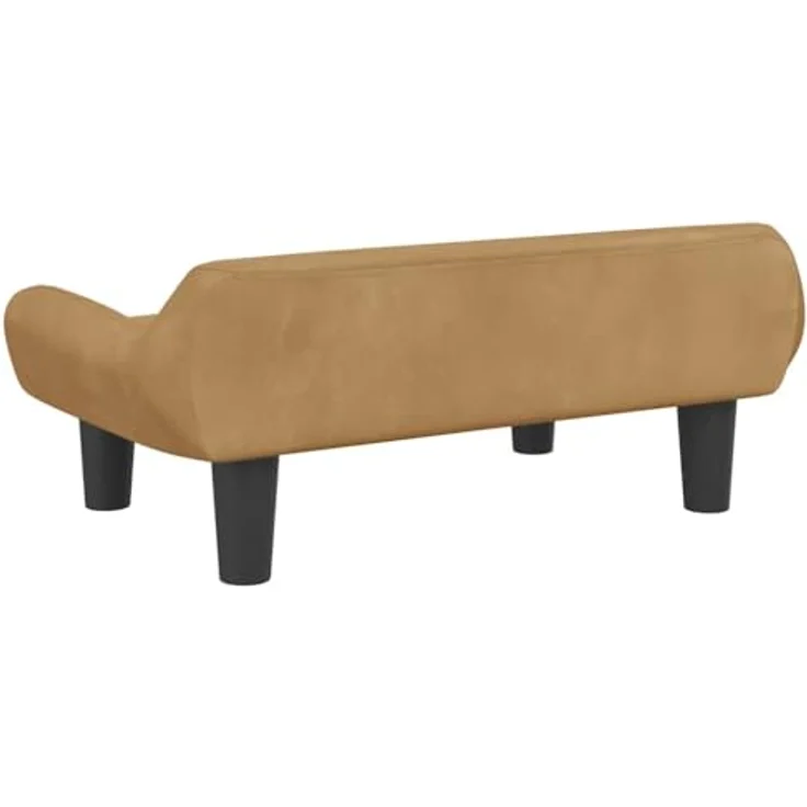 vidaXL Hundekorb Hundebett Braun 70x40x24 cm Samt Körbchen Hundesofa mit massivem Kiefernholzrahmen und 50 kg Tragfähigkeit – Bild 5