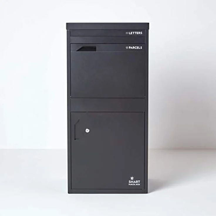 Smart Parcel Box XL Schwarz 49x45x103 cm, Paketbriefkasten zur Wand- oder Bodenmontage, für Zuhause & Unternehmen, mit Entnahme vorne & hinten – Bild 4