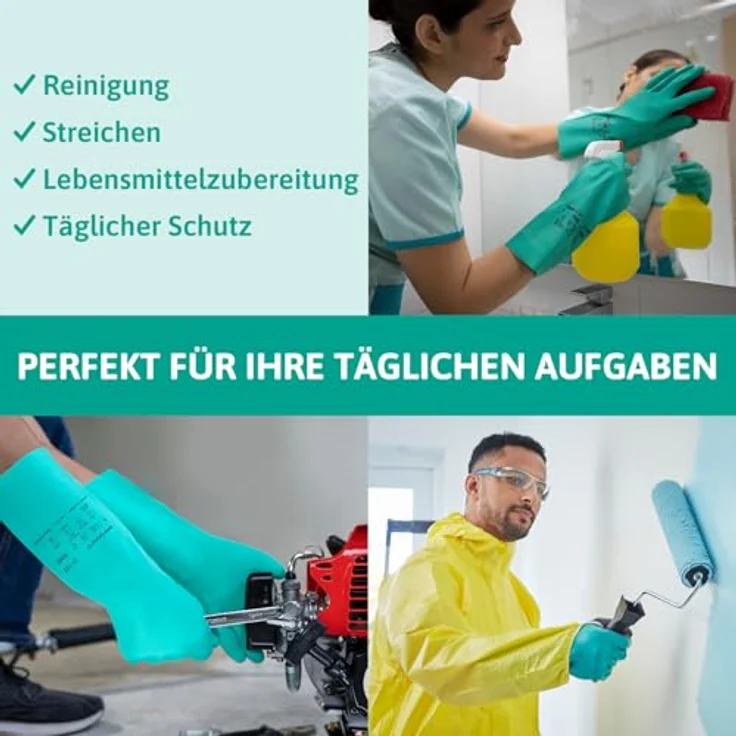 Ansell Solvex 37-185 Nitril Handschuhe, Chemikalien- und Flüssigkeitsschutz, Grün, Größe 11 (1 Paar pro Beutel) – Bild 5