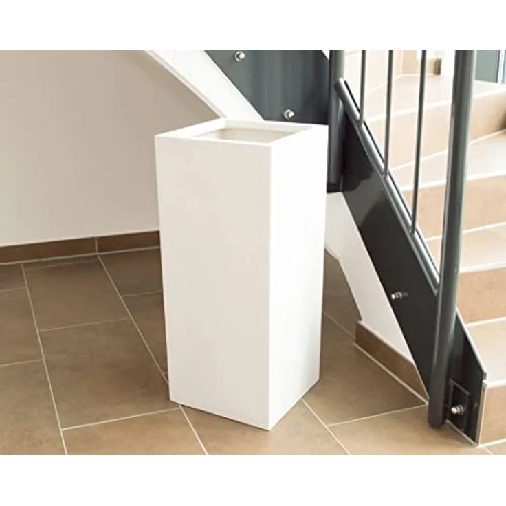 Elegant Einrichten Pflanzkübel Fiberglas Säule 30x30x60cm, Perlmutt-Weiß, UV-beständig & frostsicher – Bild 6