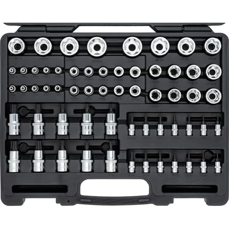 Vigor T+ Steckschlüsseleinsatz Satz V7920N, 1/4 Zoll, 3/8 Zoll und 1/2 Zoll Vierkant hohl, Werkzeugkoffer – Bild 3