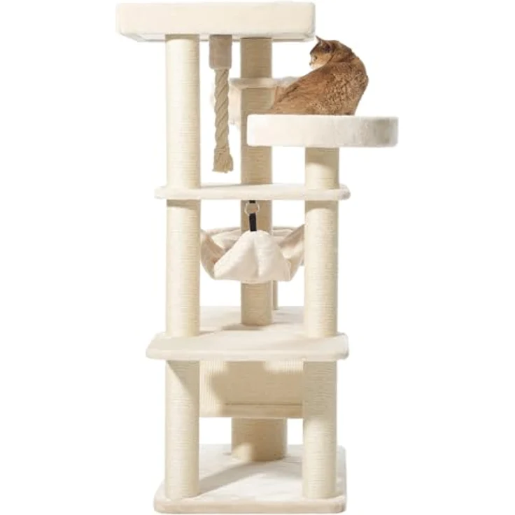 Nobby Kratzbaum VAGO Cream, 79 x 59 x 162 cm, Sisal-Kratzfläche und kuschelige Höhle – Bild 3