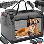 Lovpet® Hundebox Hundetransportbox faltbar Inkl.Hundenapf S 49,5x34,5x35cm Transporttasche Hundetasche Transportbox für Haustiere, Hunde und Katzen Haustiertransportbox Anthrazit