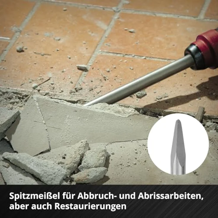Einhell Original 3-tlg. SDS Max Meißel-Set, 400 mm (Spitzmeißel, 20 mm Flachmeißel, 40 mm Spatmeißel aus langlebigem 40Cr Stahl) – Bild 5