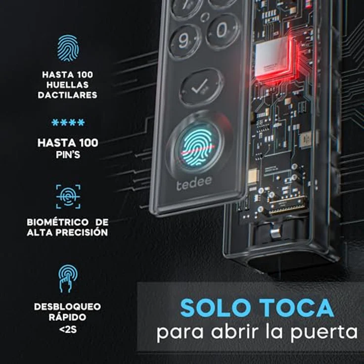 tedee Keypad PRO, biometrisches Tastenfeld für smartes Türschloss mit Fingerabdrucksensor und PIN-Code, weiß, IP65 wasserdicht, bis zu 100 Nutzer. – Bild 3