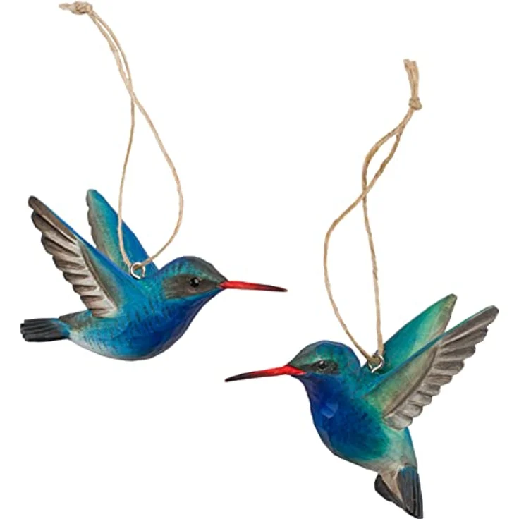 WILDLIFEGARDEN Wildlife Garden WG4674 DecoBird Breitschnabelkolibri - 2er Set, Handgeschnitzte Dekorative Vögel aus Holz, Schwedisches Design – Bild 1