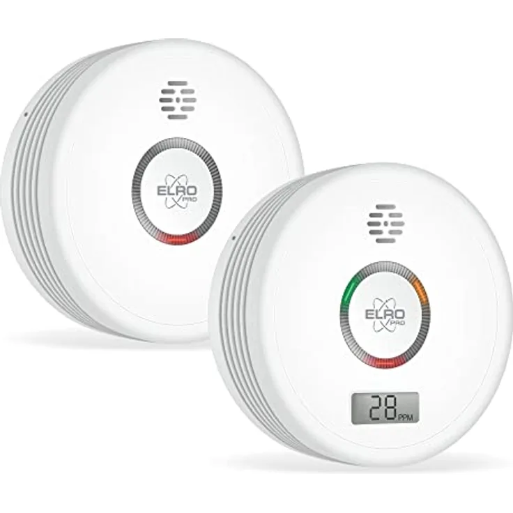 ELRO FF4910 PRO Brandschutz-Kit - Rauchmelder & Kohlenmonoxid-Melder mit 10-Jahres-Batterie - Entspricht der europäischen Norm EN14604 und EN50291, 2 Stück