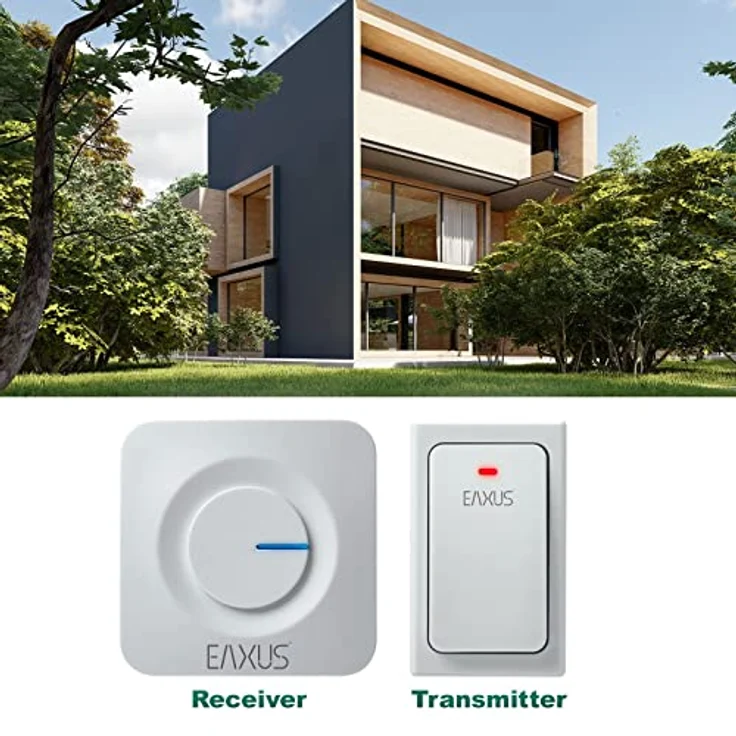 Eaxus® Funk Türklingel - Batterielose Funkklingel, Kinetisch, IP44 Wasserdicht, 36 Melodien, LED Anzeige, Weiß – Bild 5