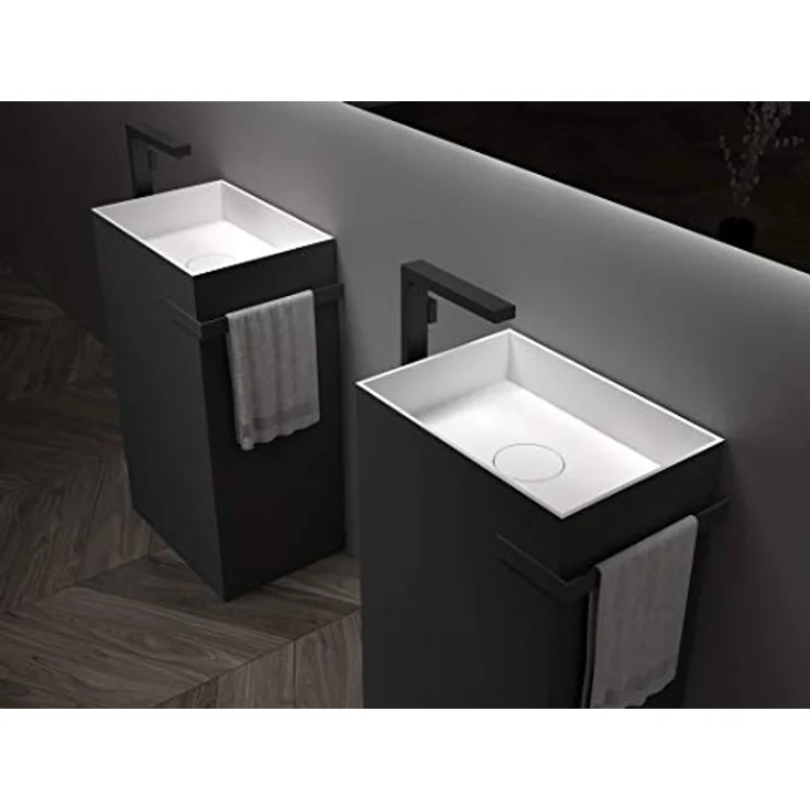 Bernstein Standwaschbecken TWZ312 aus Mineralguss - Freistehend mit integriertem Handtuchhalter - 50 x 35 x 85 cm - Farbe wählbar - Preisvergleich – Bild 2