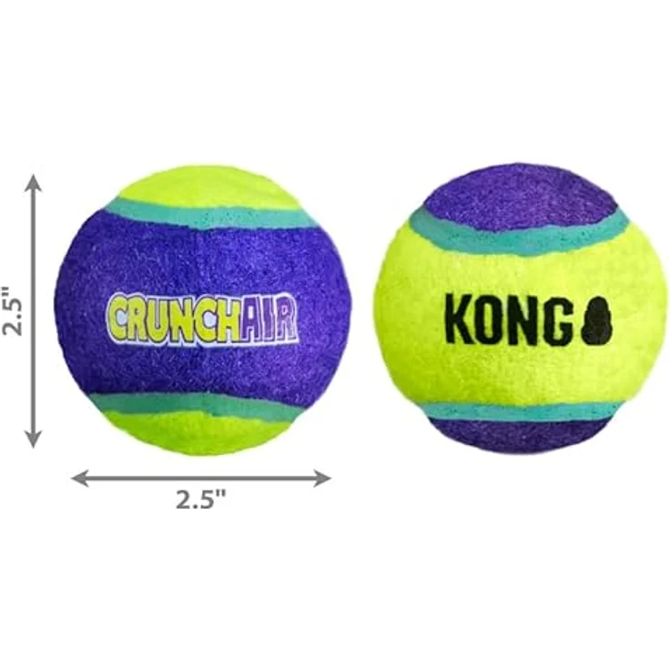 KONG CrunchAir Ball M, Tierspielzeug mit knackendem Geräusch, 3er Pack, weich für die Zähne – Bild 3